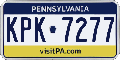 PA license plate KPK7277