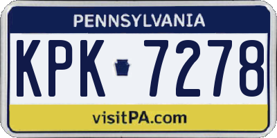 PA license plate KPK7278
