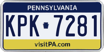 PA license plate KPK7281