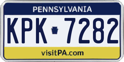 PA license plate KPK7282