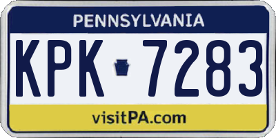 PA license plate KPK7283