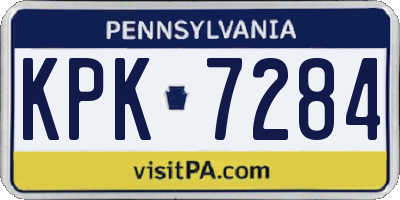 PA license plate KPK7284