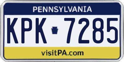 PA license plate KPK7285