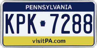 PA license plate KPK7288