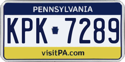 PA license plate KPK7289