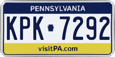 PA license plate KPK7292