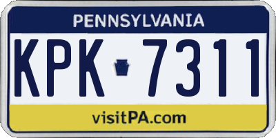 PA license plate KPK7311