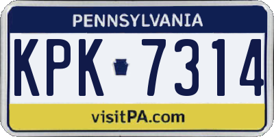 PA license plate KPK7314