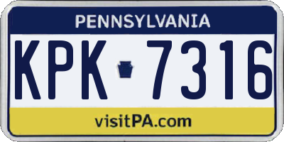 PA license plate KPK7316