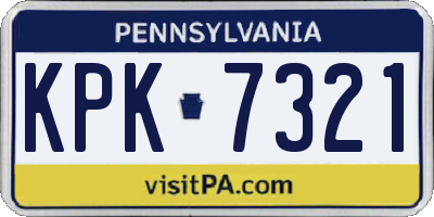 PA license plate KPK7321