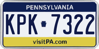 PA license plate KPK7322