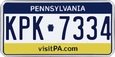 PA license plate KPK7334
