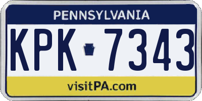 PA license plate KPK7343