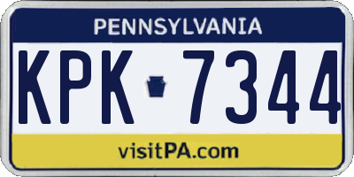 PA license plate KPK7344