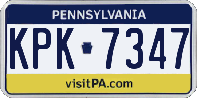 PA license plate KPK7347