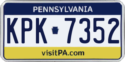 PA license plate KPK7352