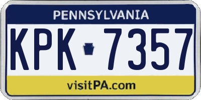 PA license plate KPK7357