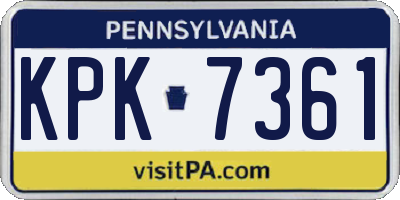 PA license plate KPK7361