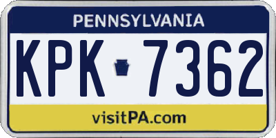 PA license plate KPK7362