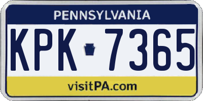 PA license plate KPK7365