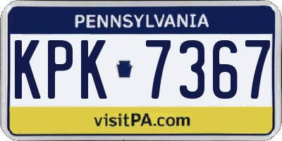 PA license plate KPK7367
