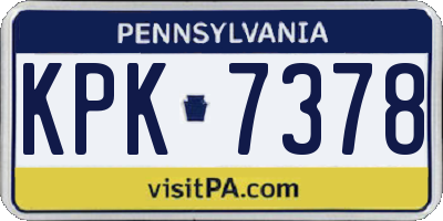 PA license plate KPK7378