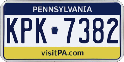 PA license plate KPK7382