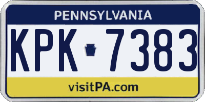 PA license plate KPK7383