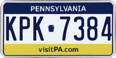 PA license plate KPK7384