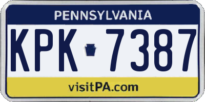 PA license plate KPK7387