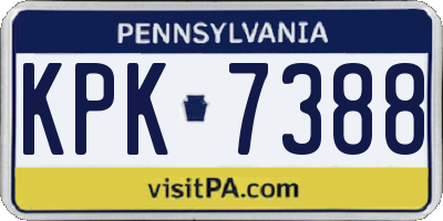 PA license plate KPK7388