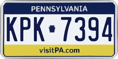 PA license plate KPK7394