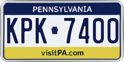 PA license plate KPK7400