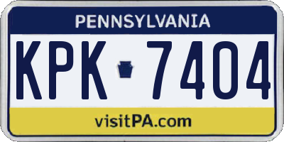 PA license plate KPK7404