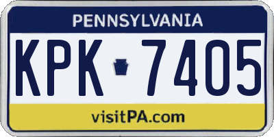 PA license plate KPK7405