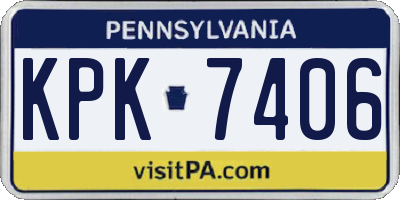 PA license plate KPK7406