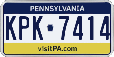 PA license plate KPK7414