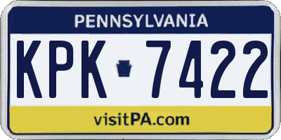 PA license plate KPK7422