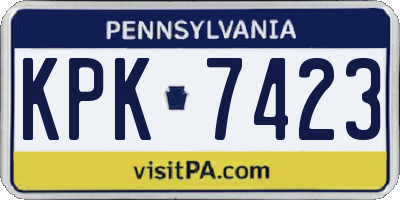 PA license plate KPK7423