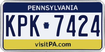 PA license plate KPK7424