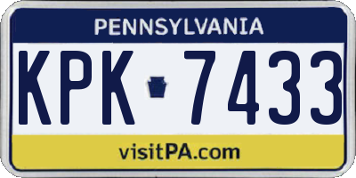 PA license plate KPK7433