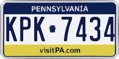 PA license plate KPK7434
