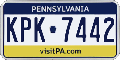 PA license plate KPK7442