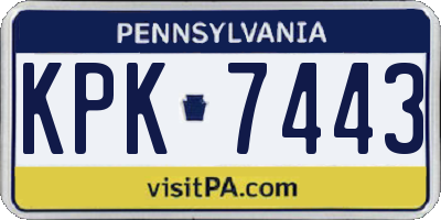 PA license plate KPK7443