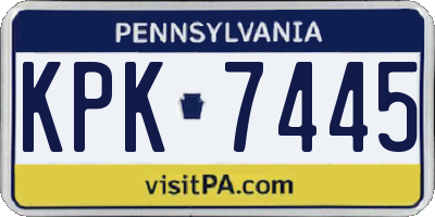 PA license plate KPK7445