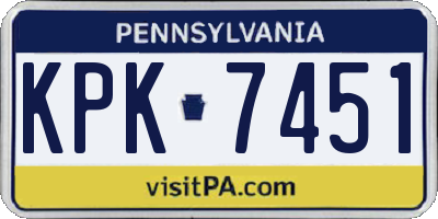 PA license plate KPK7451