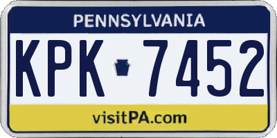PA license plate KPK7452