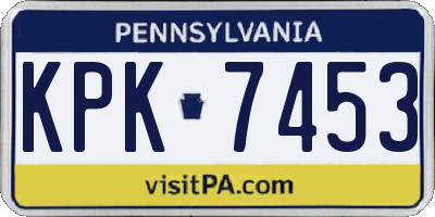 PA license plate KPK7453