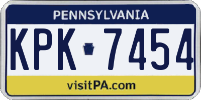 PA license plate KPK7454