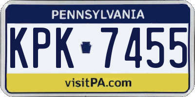 PA license plate KPK7455
